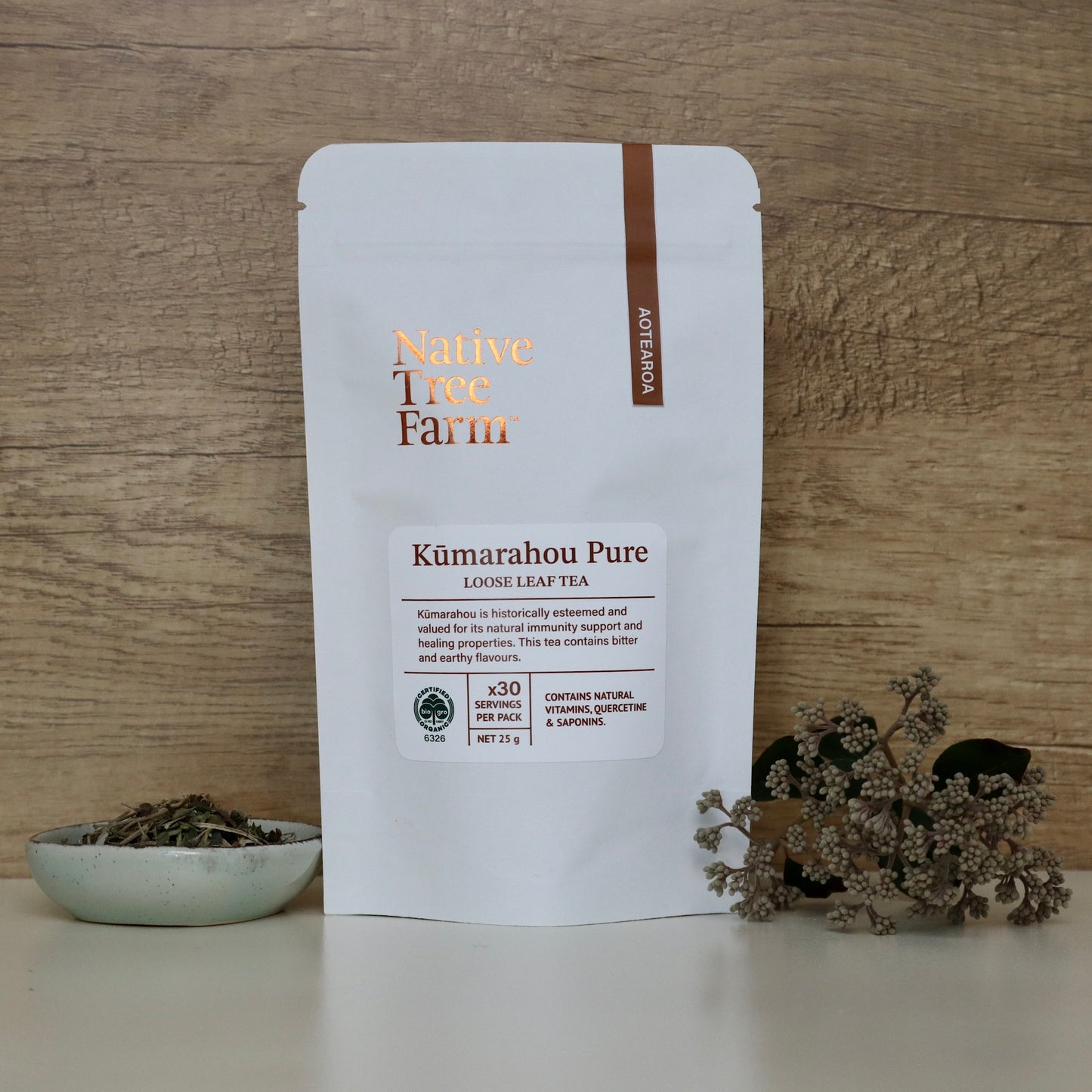 certified organic kumarahou loose leaf tea