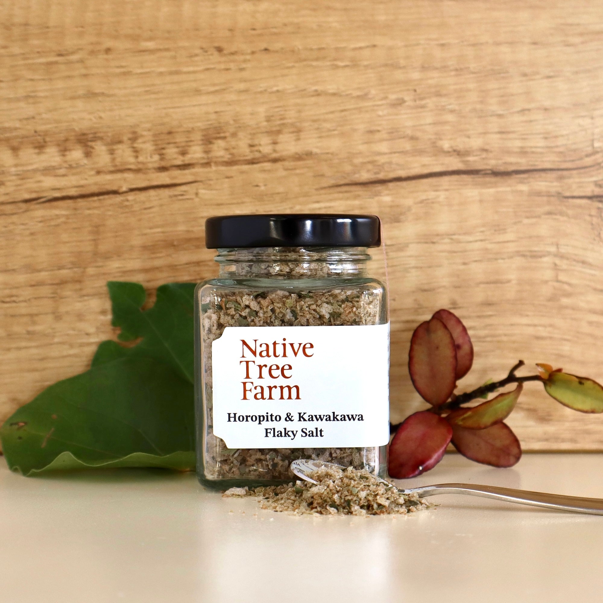 horopito and kawakawa flaky salt from Native Tree Farm in New Zealand.