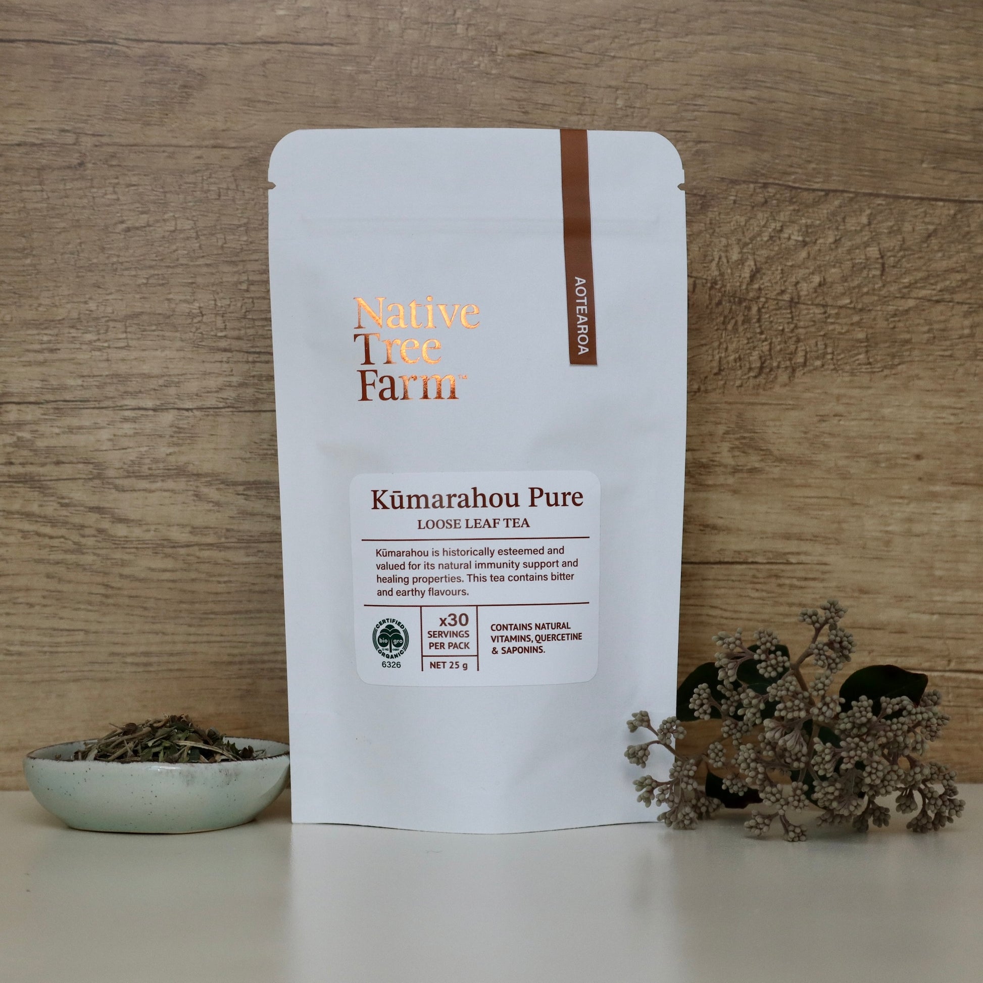 certified organic kumarahou loose leaf tea